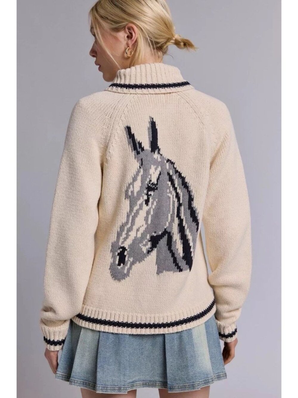 Urban Outfitters BDG Horse Knit Cardigan Intarsia Country Western Prep Women XS